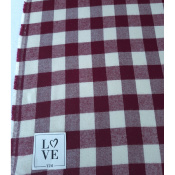 Tissu Flanelle 100 % Viscose Maxi Vichy Bordeaux & Ecru
