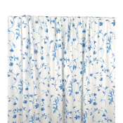 Tissu Maille Interlock 100 % Coton Flowers Bleu