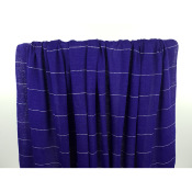 Tissu Maille Jersey 100 % Lin Bleu Electrique Rayures Blanches