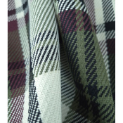 Tissu Sergé 100 % Coton Bio TARTAN Kaki / Ecru