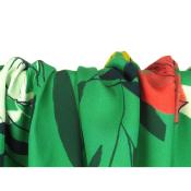Coupon Sergé Viscose Léger Fleurs Vert 90 cm x 145 cm