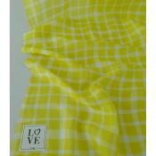 Tissu Taffetas Léger Viscose & Soie Graphic Checks Jaune / Ecru
