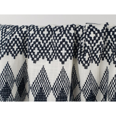 Tissu Double Gaze Coton / Lin Ethnique Noir