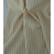 Tissu Maille Côte 7x3 100 % Coton Ecru
