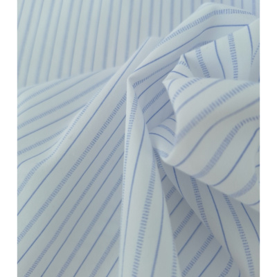Tissu Popeline 100 % Coton Rayures Bleu
