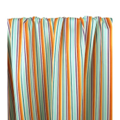 Tissu Satin de Coton Rayé Aqua / Orange