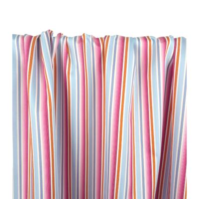 Tissu Satin de Coton Rayé Ciel / Rose