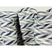 Tissu Toile Jacquard Rayures Marine Lurex Argent