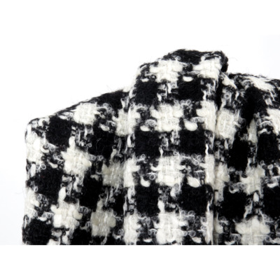 Coupon Tweed Bouclette Pied de Coq Noir & Blanc 80 cm x 180 cm