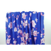 Tissu Voile de Coton Blured Flowers Bleu / Rose