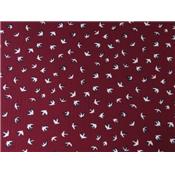 Tissu Crepe LONDRES Bordeaux Imprimé Hirondelle Bicolore