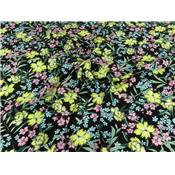 Tissu Crepe Noir Floral