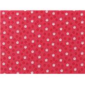 Tissu Popeline Petites Fleurs Corail