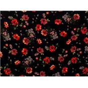 Tissu Crepe Noir Fleurs