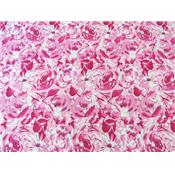 Tissu Poly-Coton Imprimé Fleurs Aquarelles Rose