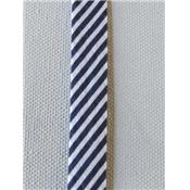 Ruban Biais Coton Rayé Bleu Marine / Blanc