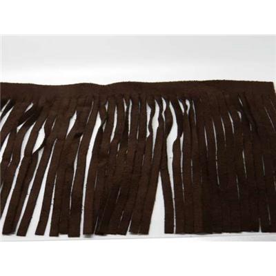 Ruban Galon Frange 150 mm Simili Daim Marron