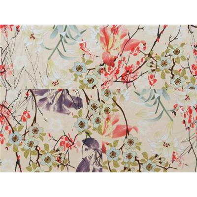 Tissu Crepe Polyester Imprimé Fleurs Façon Patchwork