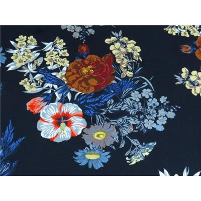 Tissu Etamine 100 % Viscose Imprimé Fleurs D'Automne