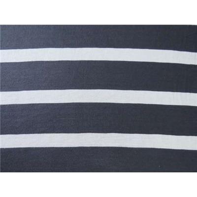 Tissu Jersey Coton / Modal Rayé Blanc / Bleu Marine