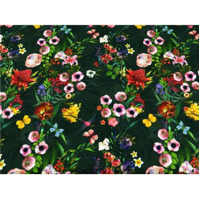 Tissu Jersey FUJI Fleurs & Papillon