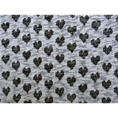 Tissu Maille Coupée - Cousu Jacquard Coeur Lurex Argent