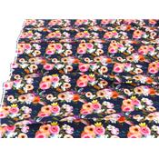 Tissu Molleton Bouquet de Fleurs Marine