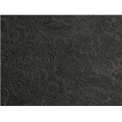 Tissu Simili Cuir Noir Gaufrés Motifs Fleurs