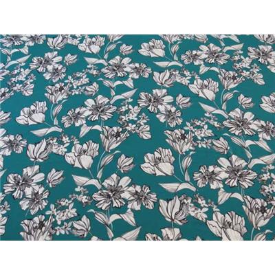 Tissu Viscose Crepe Vert Imprimés Fleurs