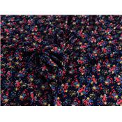 Tissu Voile de Viscose Fleurettes Marine