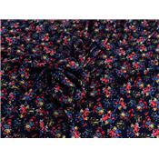 Tissu Voile de Viscose Fleurettes Marine