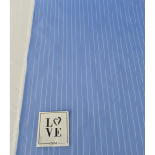 Tissu Popeline Mélange Coton Fines Rayures Bleu & Blanc