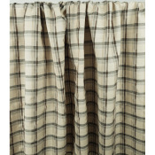 Tissu Sergé Poly / Coton Effet Lin Carreaux Beige / Choco