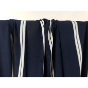 Tissu Crepe de Chine 100 % Soie Navy Stripes