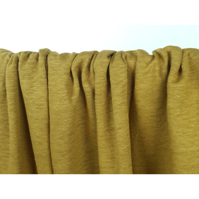 Tissu Maille Jersey 100 % Lin Ocre