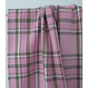 Tissu Sergé 100 % Coton Bio TARTAN Rose / Kaki