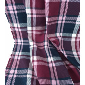 Tissu Sergé 100 % Coton Bio TARTAN Bordeaux / Marine