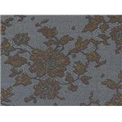 Tissu Jacquard Motif Fleurs Bleu Grisé / Choco / Lurex Doré