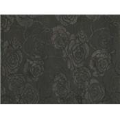 Tissu Jacquard Motif Rose Noir / Lurex Noir