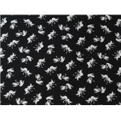 Tissu Crepe LONDRES Noir Imprimé Cygnes