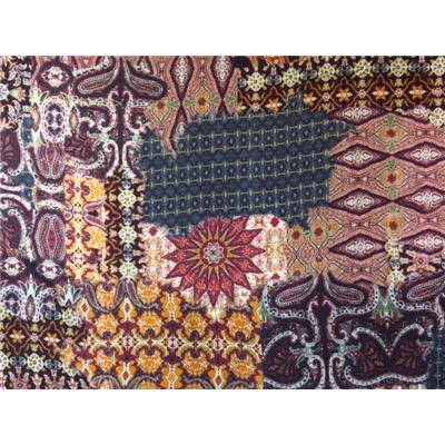 Tissu Etamine 100 % Viscose Imprimé Patchwork Folk