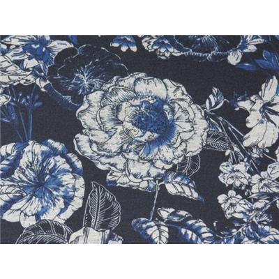 Tissu Interlock Marine Imprimé Fleurs