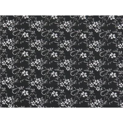 Tissu Jersey Coton / Viscose Imprimé Fleurs Noir / Gris