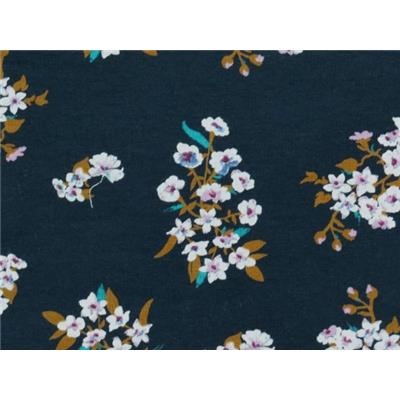 Tissu Molleton Marine Imprimé Bouquet de Fleurs