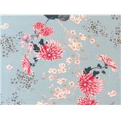 Tissu Voile de Viscose Imprimé Effet Japonisant Fleurs