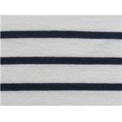 Tissu Jersey Cote 1x1 Rayé Blanc / Bleu Marine