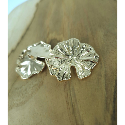Bouton Métal Fleurs Doré 40 mm