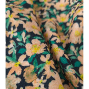 Tissu Crepe 100 % Viscose Apricot Flowers