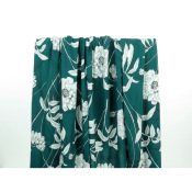 Coupon Crepe Viscose Fleuri Vert Paon 300 cm x 140 cm