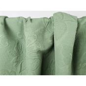 Tissu Coton Natté Jacquard Fleurs Vert Céladon